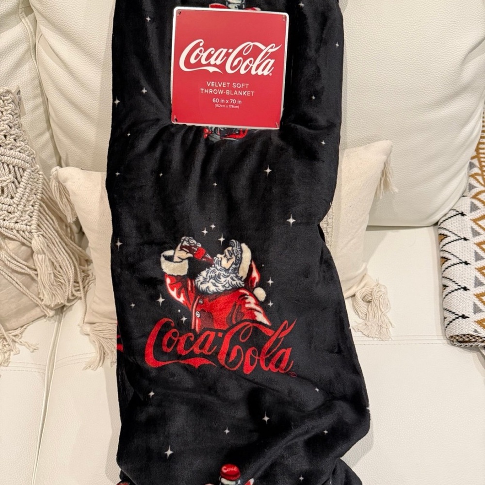 Coca Cola Black and Red Velvet Soft Throw Blanket
